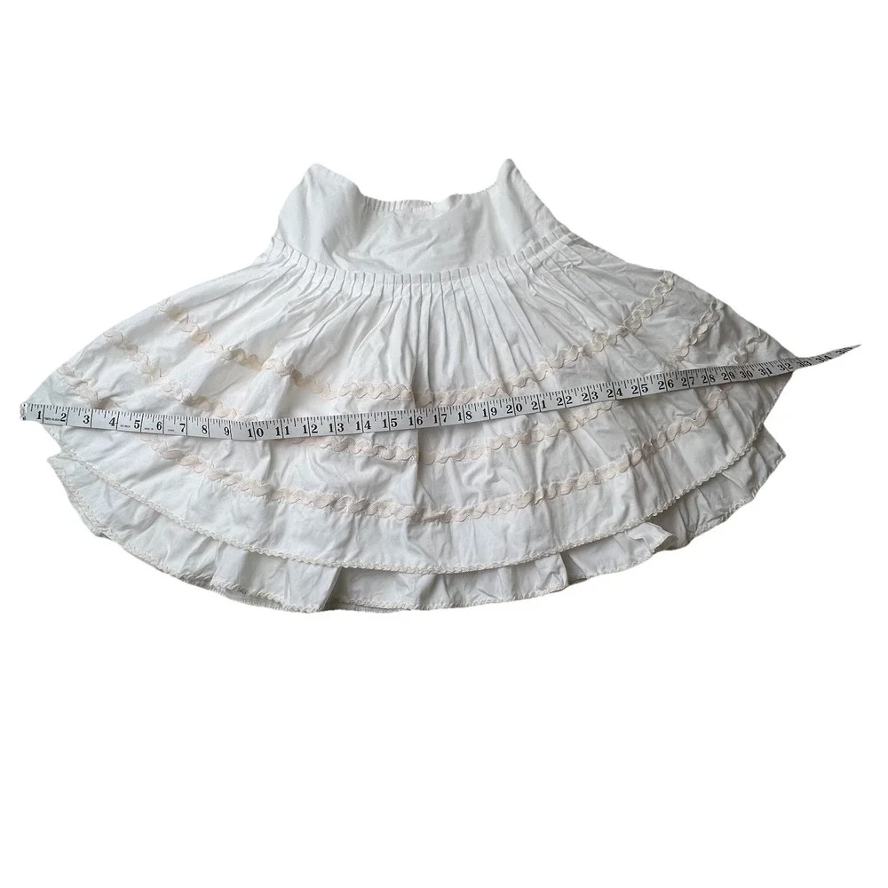 The Children's Place Girls White Beige Cotton Tiered Ruffle RicRac Trim Skirt  8
